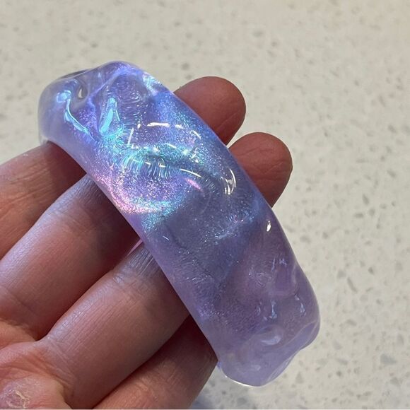 Purple Asymmetrical Textured Thick Resin Bracelet - Picture 8 of 12